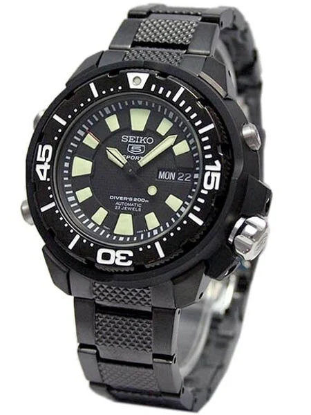Seiko Automatic XXL Dive Watch with Matching Black Bracelet #SKZ255K1 kol saati