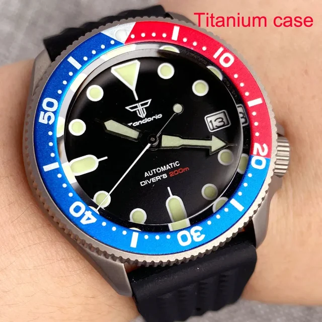 Tandorio Titanium Retro SKX TD249 Dive Automatic Watch 37mm NH35 20bar 120clicks 14:175#B