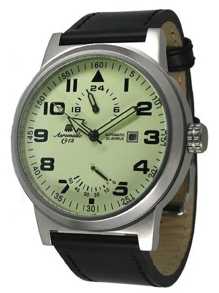 Aeromatic Automatic Watch with 24-hr Sub-Dial and Power Reserve #A1350 kol saati