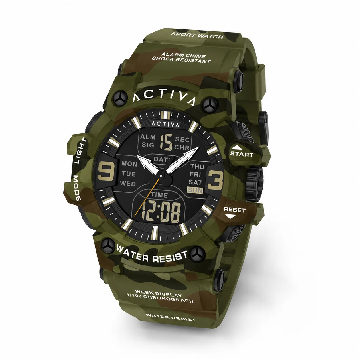 Activa Vulkor X Invicta Digital Watch - 53mm. Camouflage. Green (ACW8049MC-001) kol saati