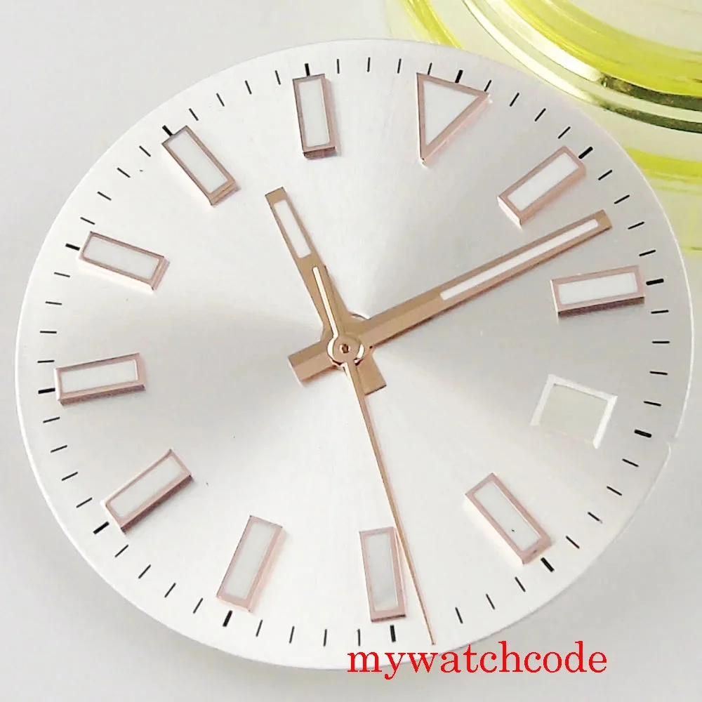 Tandorio stainless steel silver color sterile men watch dial with date window watch hand fit miyota 8215 movement 14:193#bliger dial and hand 29 mm kol saati