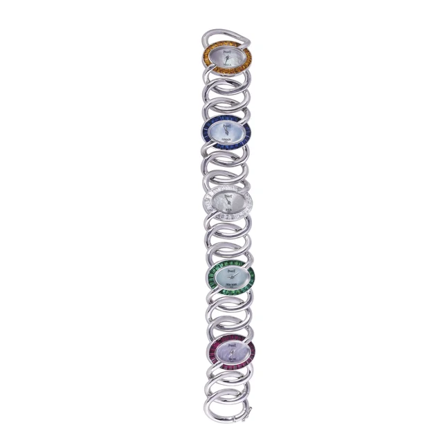 Piaget PIAGET, REF. 20900 D 650, 5 TIMEZONE BRACELET WRISTWATCH, DIAMONDS AND SAPPHIRE, 18