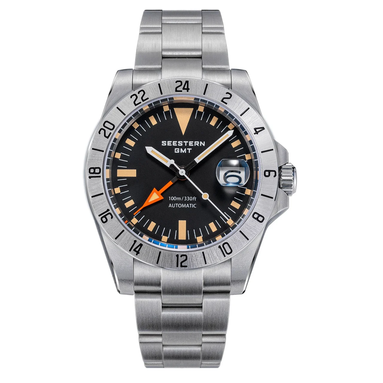 Sugess Seestern Heritage S436-2 BB Black Dial GMT Automatic seestern-heritage-s436-2-bb-gmt-automatic-seiko-nh34-gmt-movement 48 mm kol saati