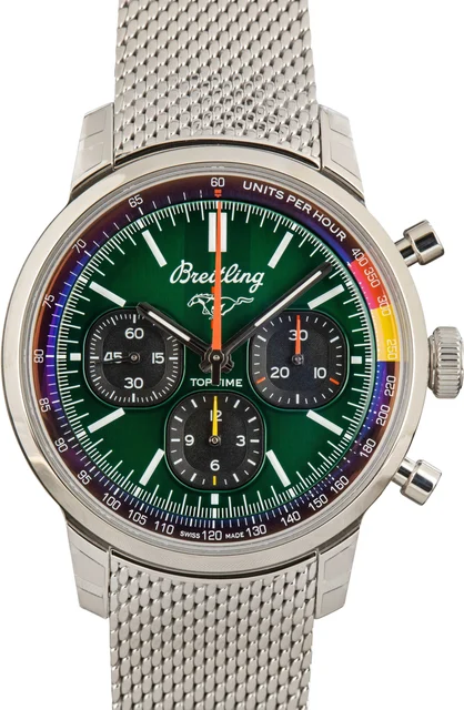 Breitling Top Time B01 Ford Mustang Green Dial AB01762A1L1A1 kol saati