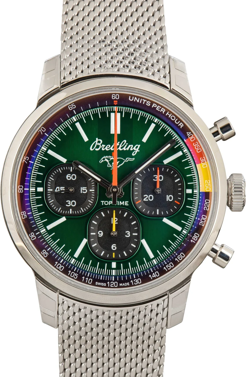 Breitling Top Time B01 Ford Mustang Green Dial AB01762A1L1A1 41 mm kol saati
