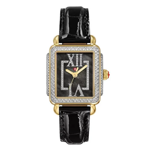 Michele Watches Michele MWW06G000050 Deco Madison Mid Pavé Roman Black kol saati