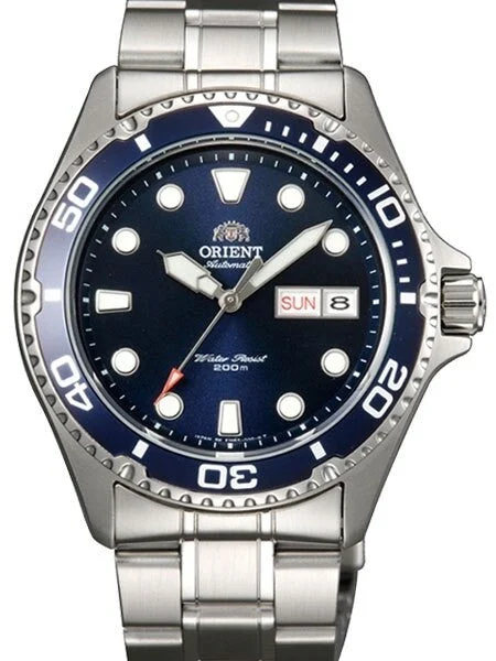 Orient Scratch and Dent - Ray II Blue Dial Automatic Dive Watch with SS Bracelet #AA02005D 6 SND292 41.5 mm kol saati