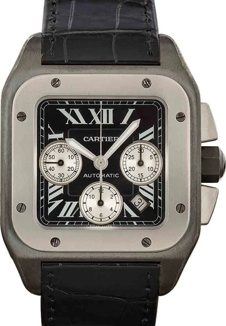Cartier Santos 100 Carbon Titanium & Steel W2020005 kol saati