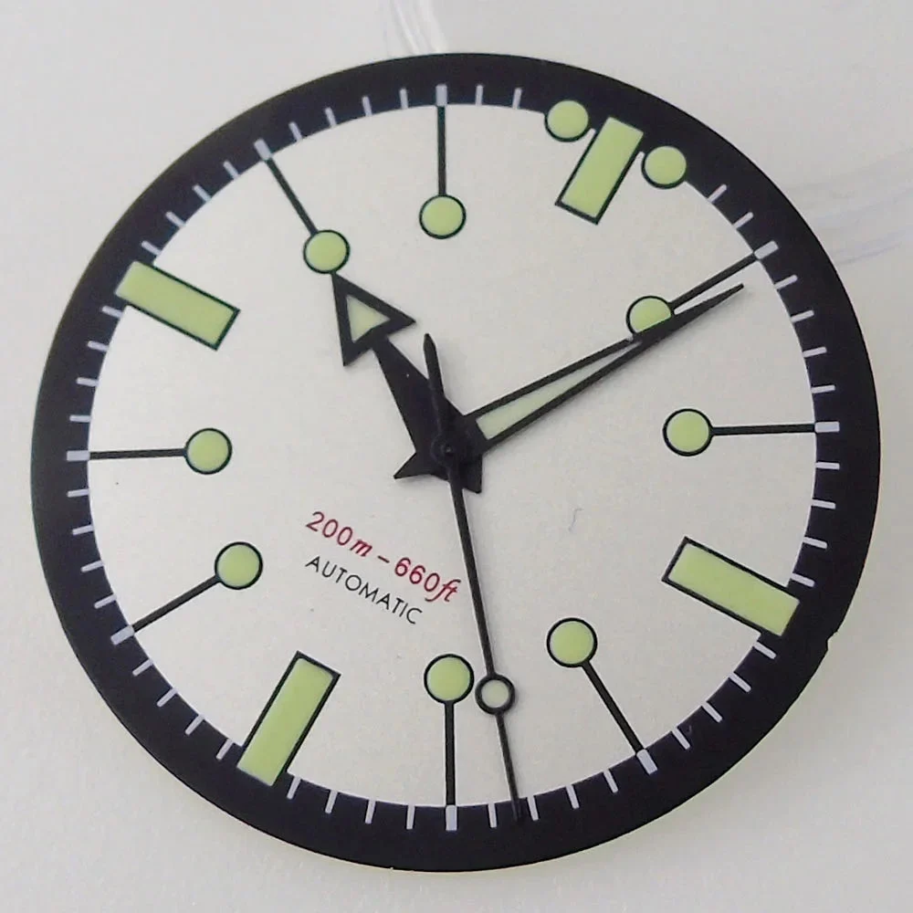 Tandorio Sterile 31mm Silver Watch Dial for Seik0 N H35 N H36 Movement Green Luminous Di ving Accessories 14:175#black dial 31 mm kol saati