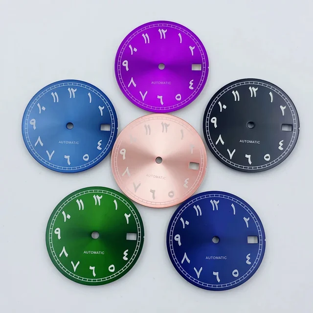Tandorio New Middle East Arabic digital dial 28.5MM green luminous watch dial fit NH35/NH3