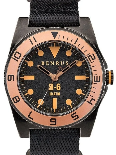 Benrus Gun-Metal Stainless Steel, Military-Inspired Quartz H6 Watch #BR012E kol saati