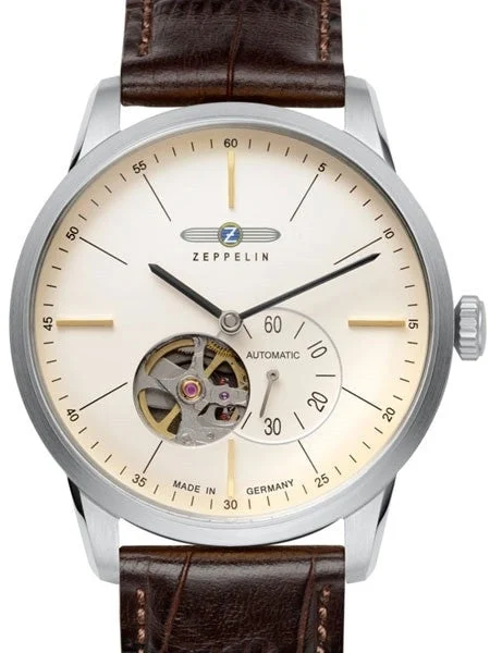 Graf Zeppelin Flatline Automatic Open-Heart Watch with Small Seconds #7364-5 kol saati