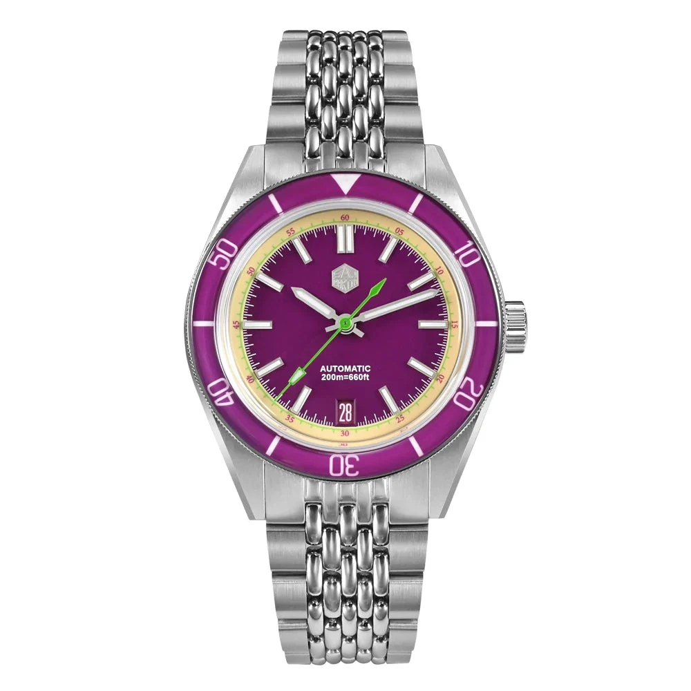 San Martin Summer Dive Watch SN0116 圣马丁-SN0116B1- 黑面-彩虹圈 - 1105 39.5 mm kol saati