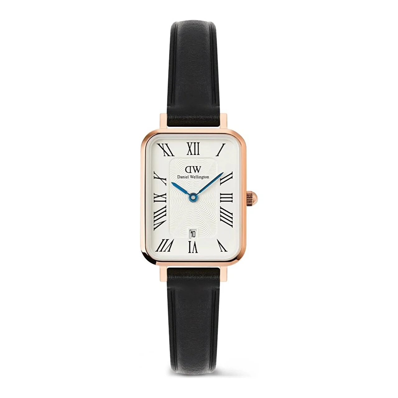 DANIEL WELLINGTON Quadro 20x26 Roman Numerals Date Sheffield White RG DW00600862 20 mm kol saati