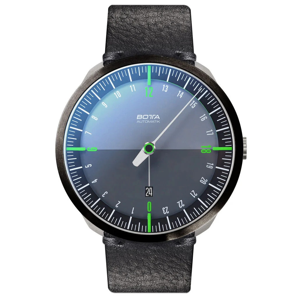 Botta UNO 24 one hand 24-hour Swiss Automatic watch with 45mm PVD titanium case #928010BE 45 mm kol saati