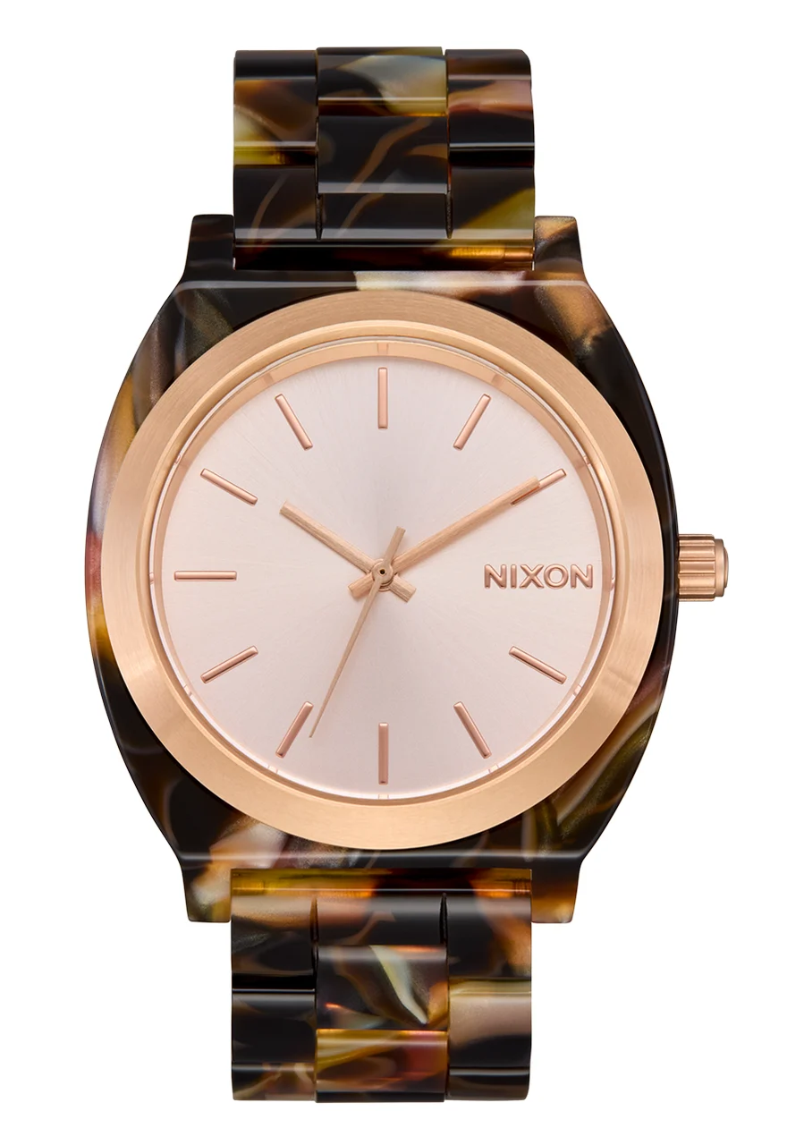 Nixon US Time Teller Acetate - Rose Gold / Pink Tortoise A327-3233-00 40 mm kol saati