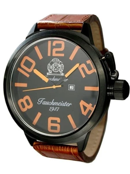 Tauchmeister XXL 57mm Stealth Black IP Military Watch T0215 kol saati