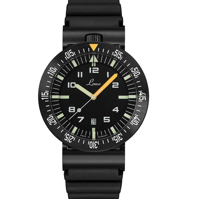 Laco Squad Atacama-2 Tactical Dive Watch with Black PVD Case and Sapphire Crystal #861632-