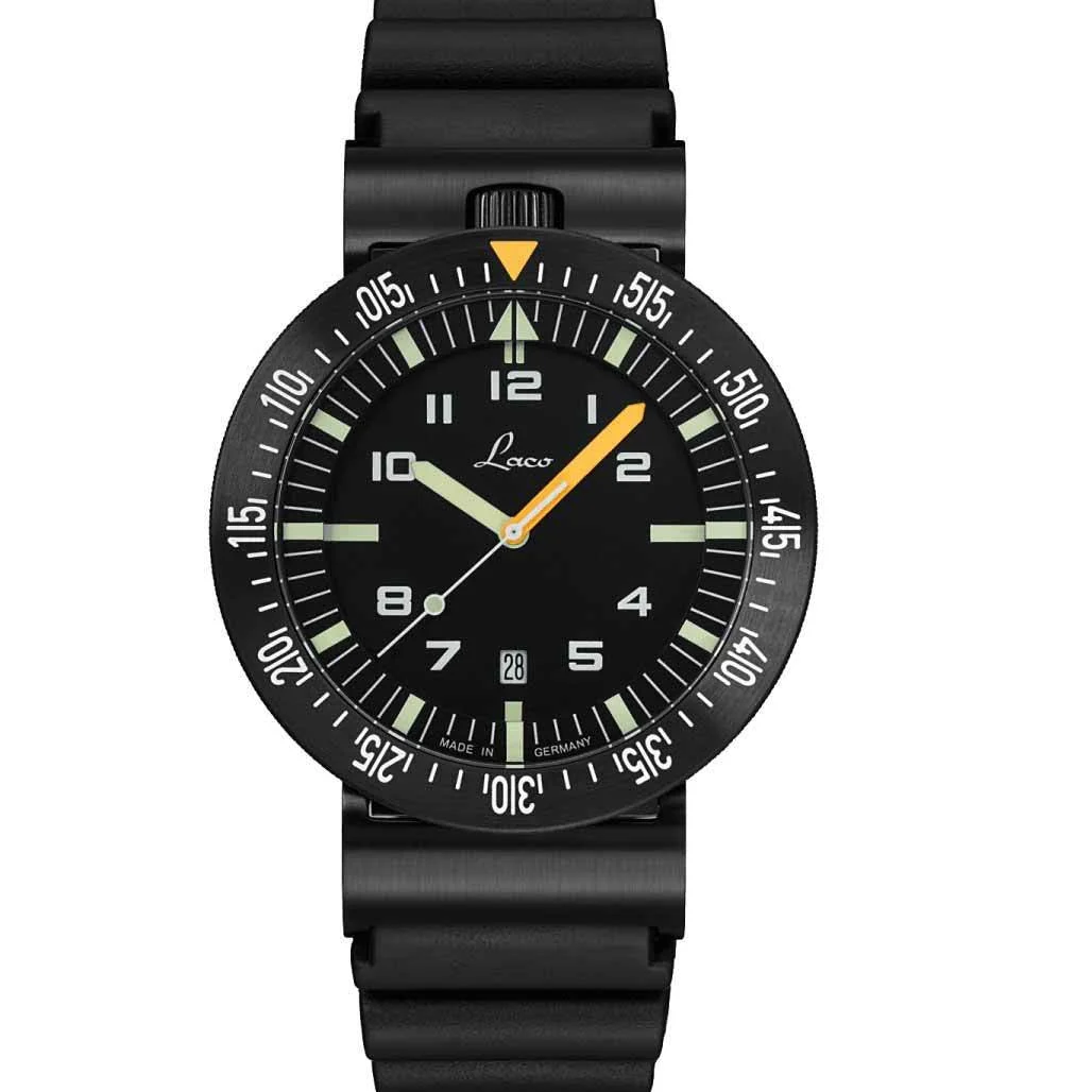 Laco Squad Atacama-2 Tactical Dive Watch with Black PVD Case and Sapphire Crystal #861632-2 46 mm kol saati