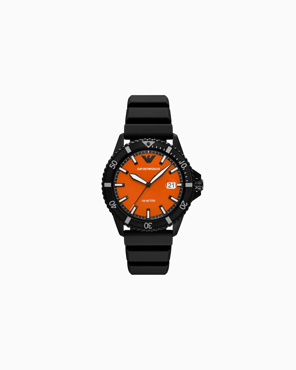 Emporio Armani World Explorer Three-Hand Date Black Silicone Watch AR11684 42 mm kol saati
