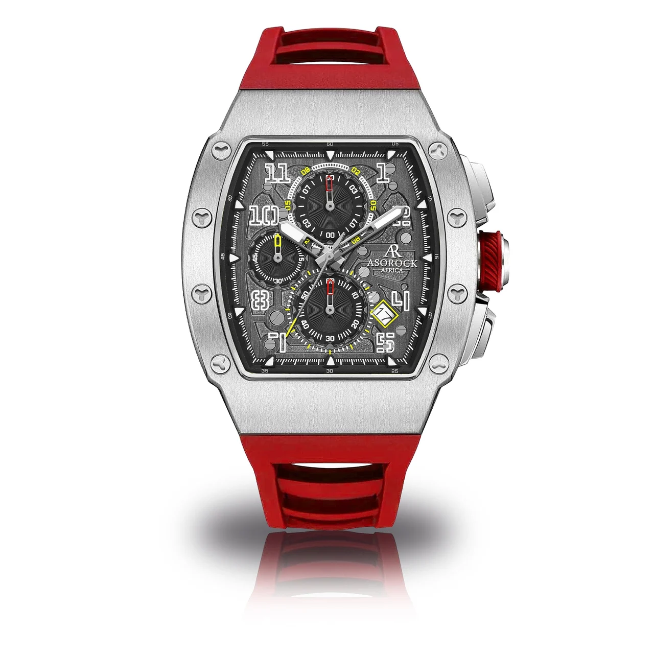 ASOROCK WATCHES Silver/Red Motorsport GT 44 mm kol saati