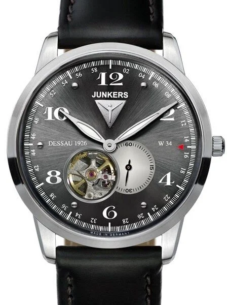 Junkers Dessau 1926 Flatline Automatic, Open-Heart Dress Watch #6360-2 kol saati