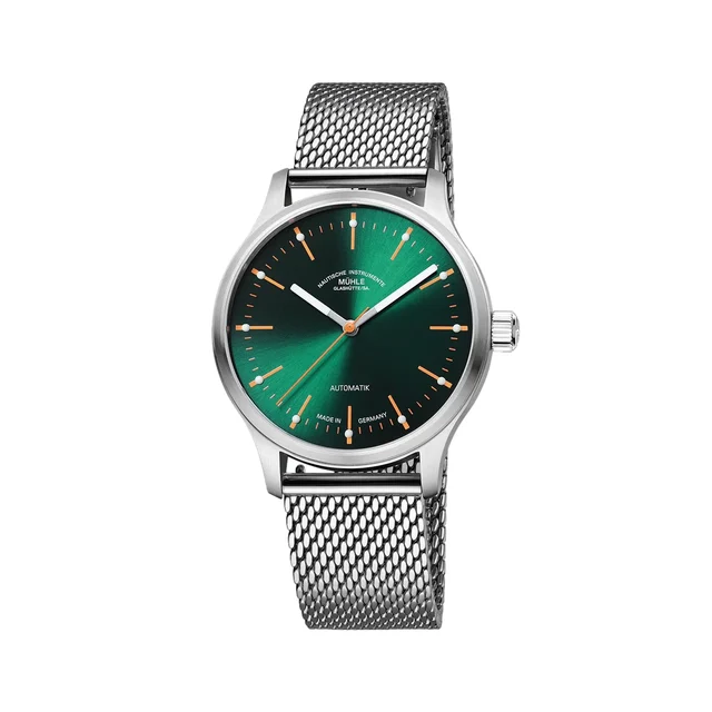 Muhle Glashutte Panova 40mm - Green on Stainless Steel Milanaise Bracelet M1-40-76-MB-II k