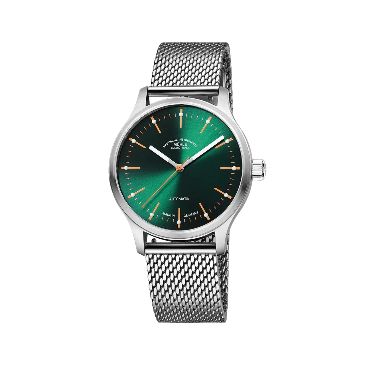 Muhle Glashutte Panova 40mm - Green on Stainless Steel Milanaise Bracelet M1-40-76-MB-II 40 mm kol saati