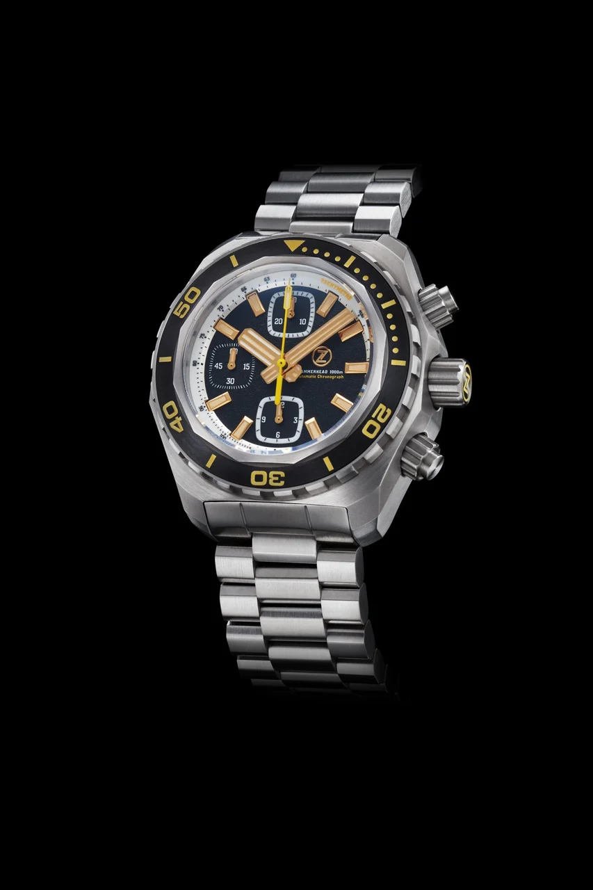 Zelos Hammerhead Chrono 1000m Diver SS Black Sand 44 mm kol saati