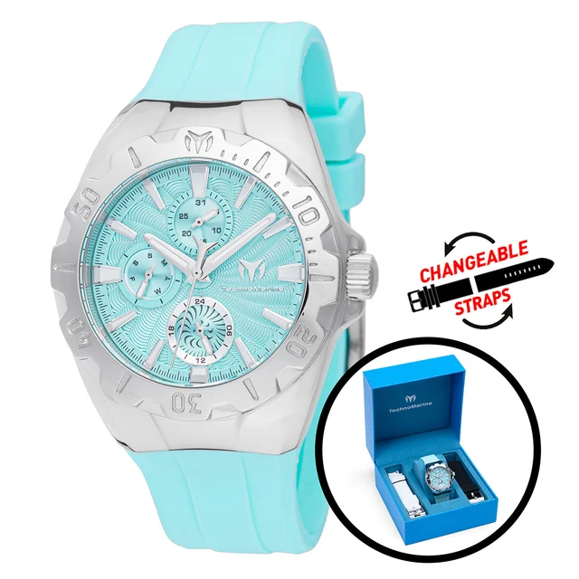 Technomarine Cruise Original Watch - 40mm. Black. White. Light Blue with Interchangeable S