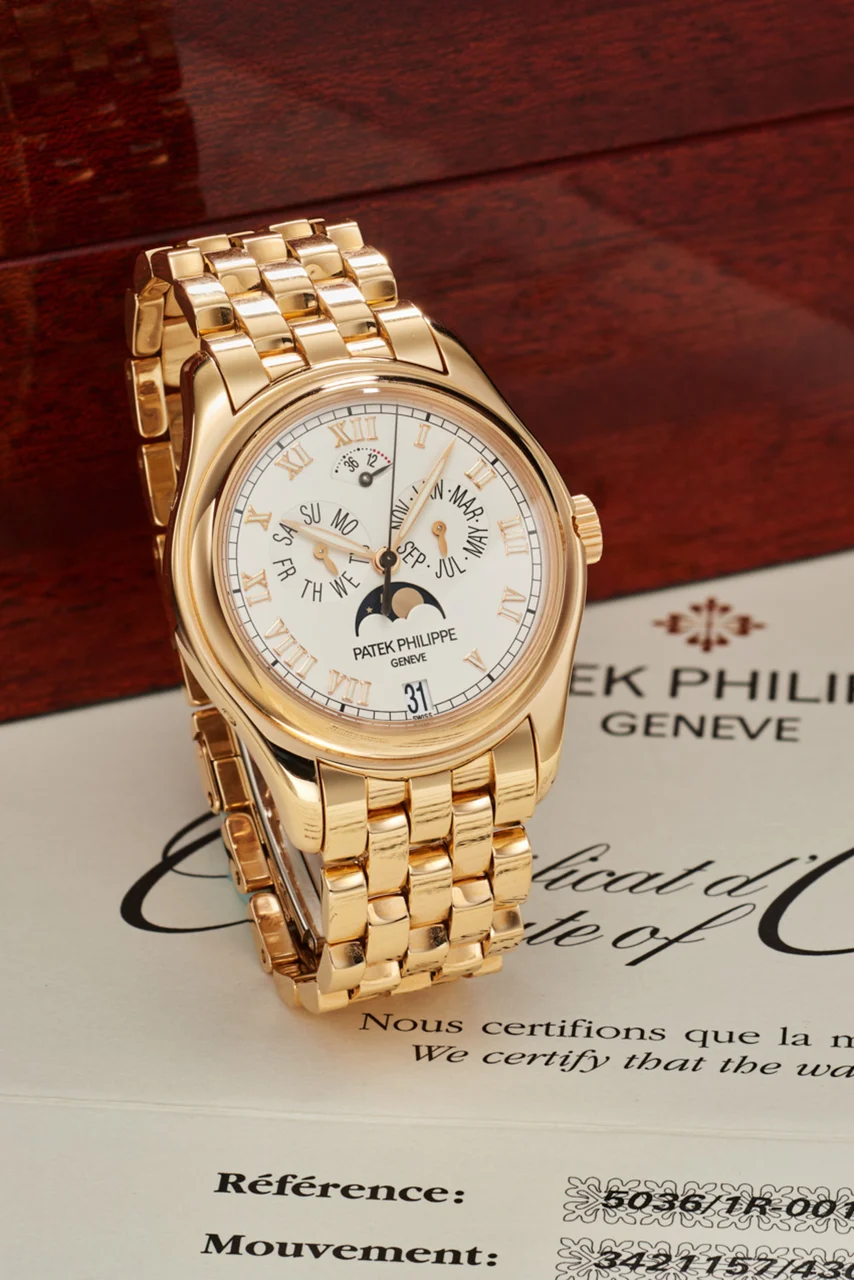 Patek Philippe Annual Calendar, Moon Phases, Power-reserve And Centre-seconds, 18K Pink Gold 5036/1R kol saati