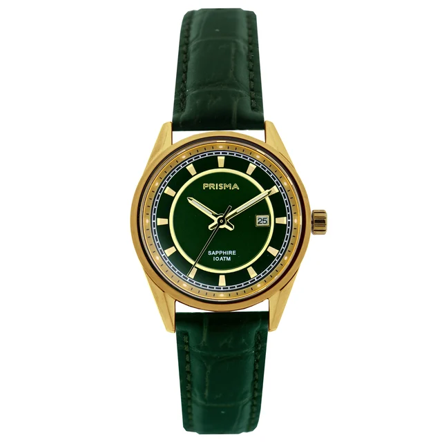 Prisma Decade Gold Women Watch Green Leather Prisma P.2048 Decade Gold Women Watch Green L
