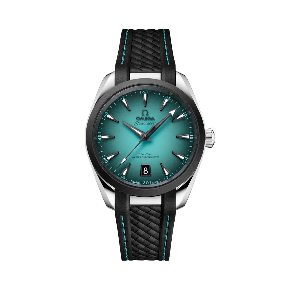 OMEGA Seamaster Aqua Terra 150M 38mm - Turquoise on Rubber Strap O22032382003001 38 mm kol saati
