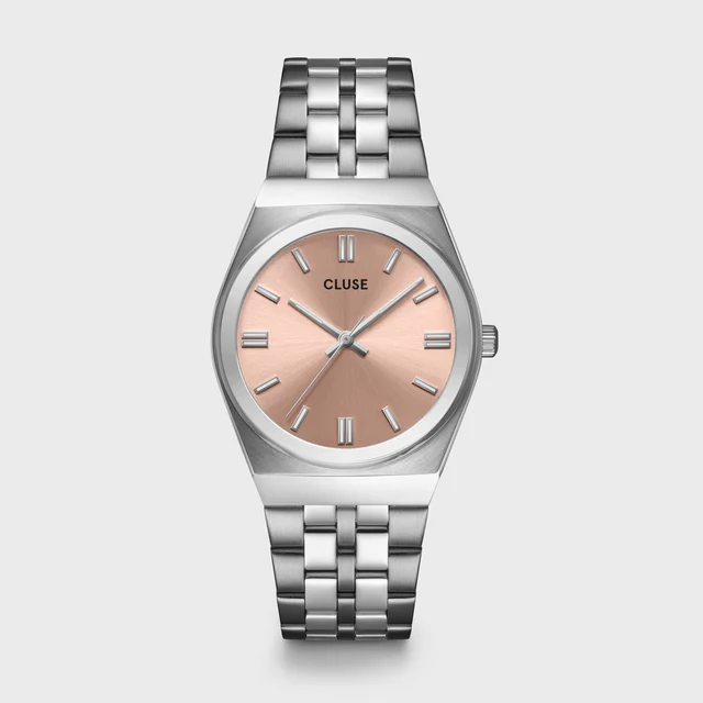 CLUSE Retro 70s Watch Steel, Light Salmon, Silver Colour CW35101 kol saati