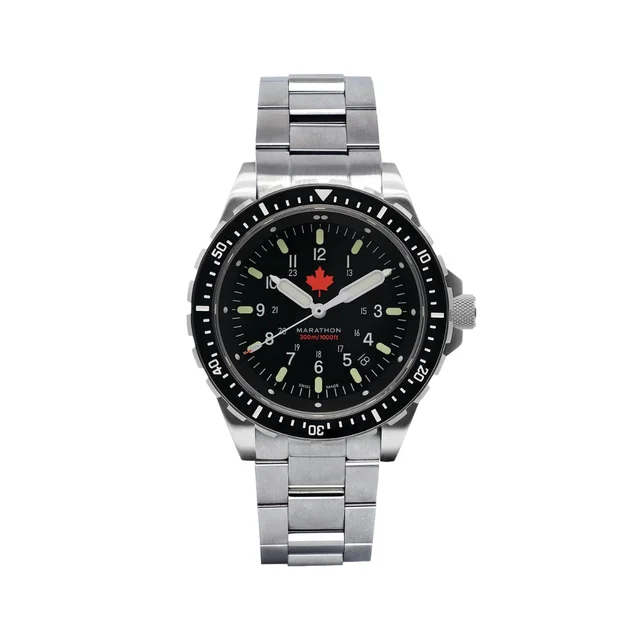 Marathon JSAR® Red Maple MaraGlo Diver's Quartz Type II 46mm - Black on Bracelet WW194018S
