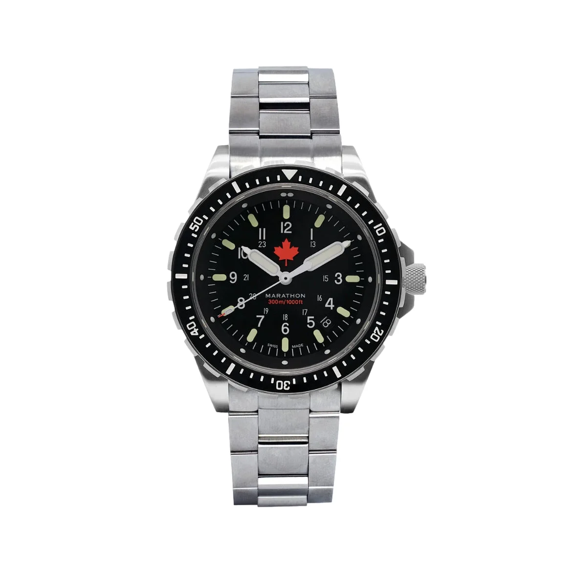 Marathon JSAR® Red Maple MaraGlo Diver's Quartz Type II 46mm - Black on Bracelet WW194018SS-0404 46 mm kol saati