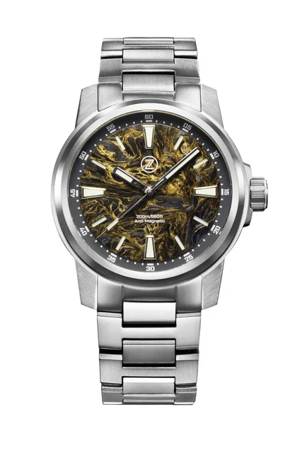 Zelos Aurora Field 42mm Ti 'Gold Carbon' kol saati