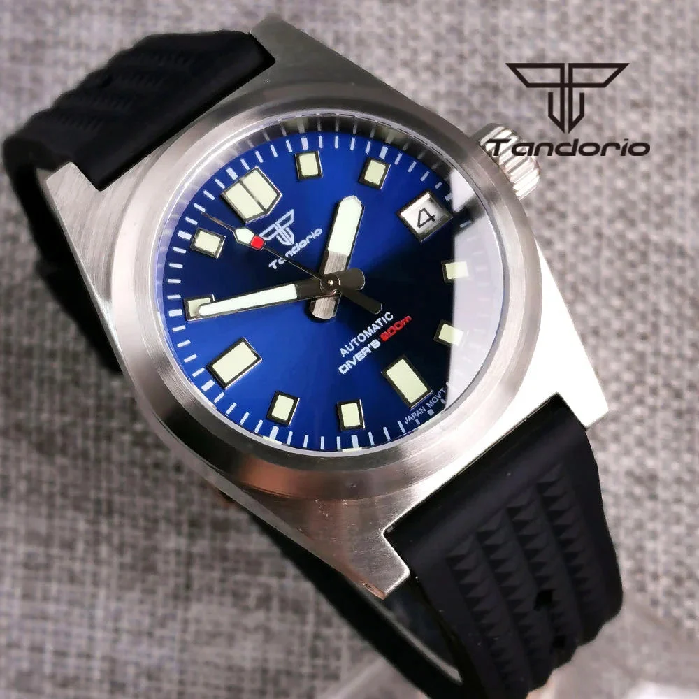 Tandorio Sunburst Dial NH35A 38mm 20bar Brushed Case AR Sapphire Military Unimatic U2 14:200005100#green dial with logo 38 mm kol saati