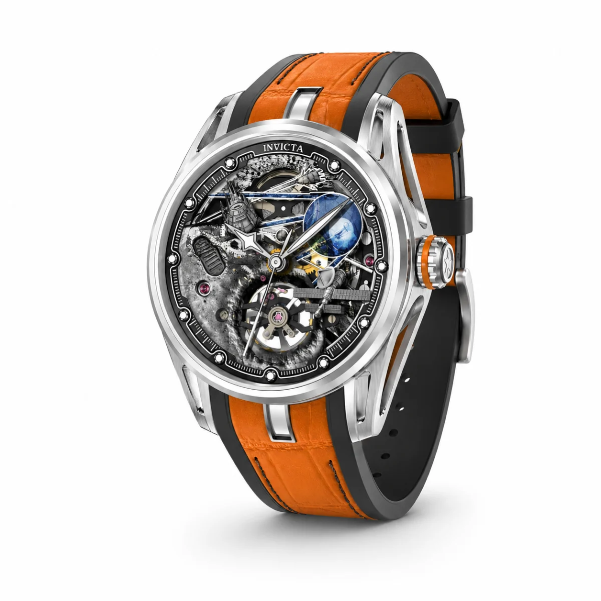 Invicta Celestial Naosia Automatic Watch w/ Skeleton Dial - 45mm, Orange (69529) 45 mm kol saati