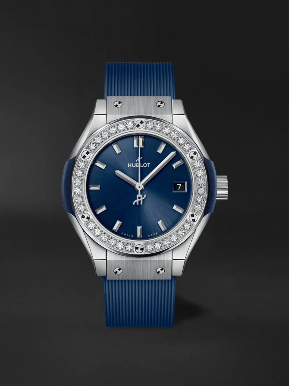 Hublot Classic Fusion Titanium Blue Diamonds 591.NX.7170.RX.1204 29 mm kol saati
