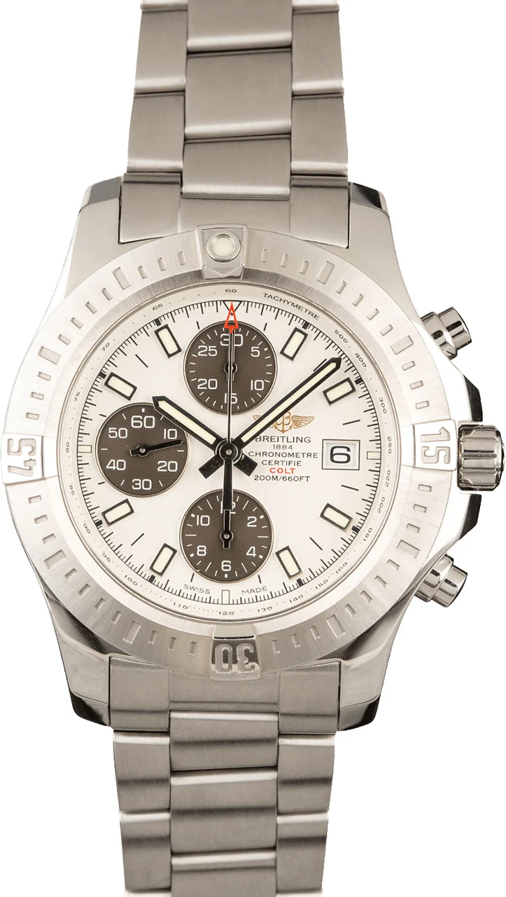 Breitling New Colt Chronograph Stainless Steel Silver Dial A1338811/G804 44 mm kol saati