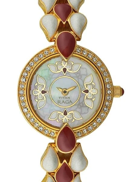 Titan Raga Jewelry Inspired Gold-Tone Quartz Watch with Bracelet #9747YM01 kol saati