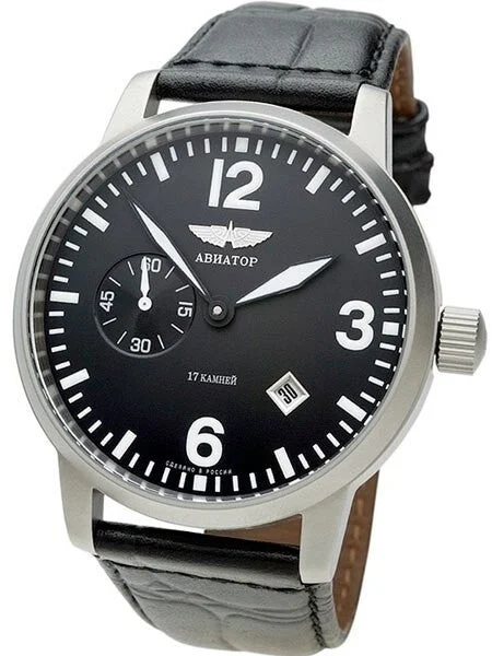 Aviator Mechanical, Hand Wind Watch with Easy to Read Black Dial 6975645 45 mm kol saati