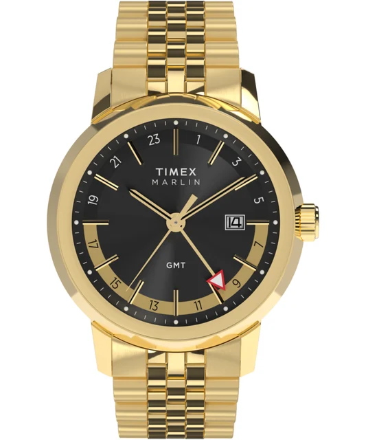 Timex Marlin® Quartz GMT 40mm Stainless Steel Bracelet Watch TW2Y47700VQ kol saati