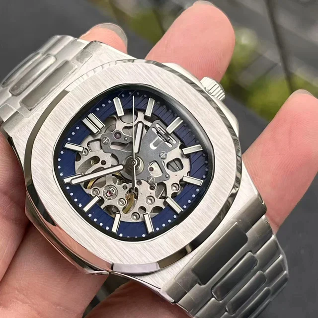 Tandorio Skeleton Nautilus watch Mod NH70 movement sapphire glass 5ATM green luminous Glas