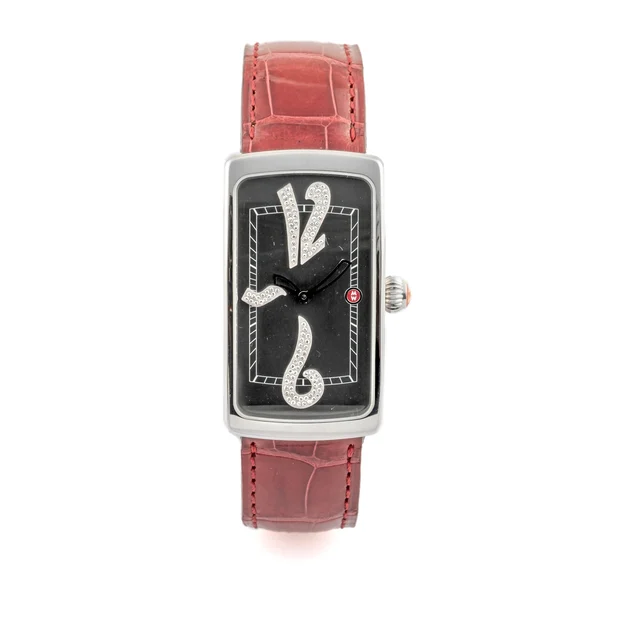 Michele Watches Ref. MW 11C01, quartz, diamond-set ark grey dial; stainless steel kol saat