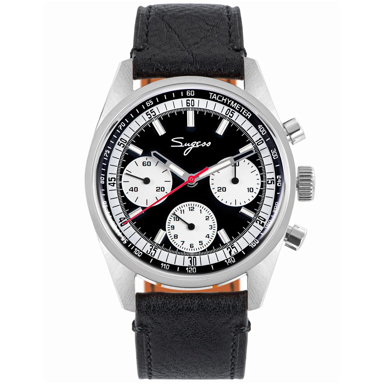 Sugess Sugess 442 銀 黑面白眼 黑带 38 mm kol saati