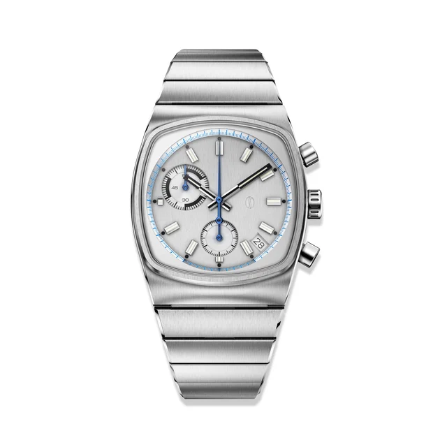 Brew Watches Metric - Steel Dial Chronograph Watch METRIC-SS kol saati
