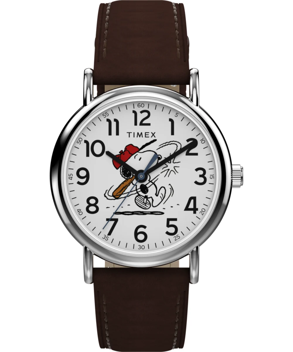 Timex Peanuts® x Weekender Baseball 38mm Leather Strap Watch TW2Y51500 38 mm kol saati