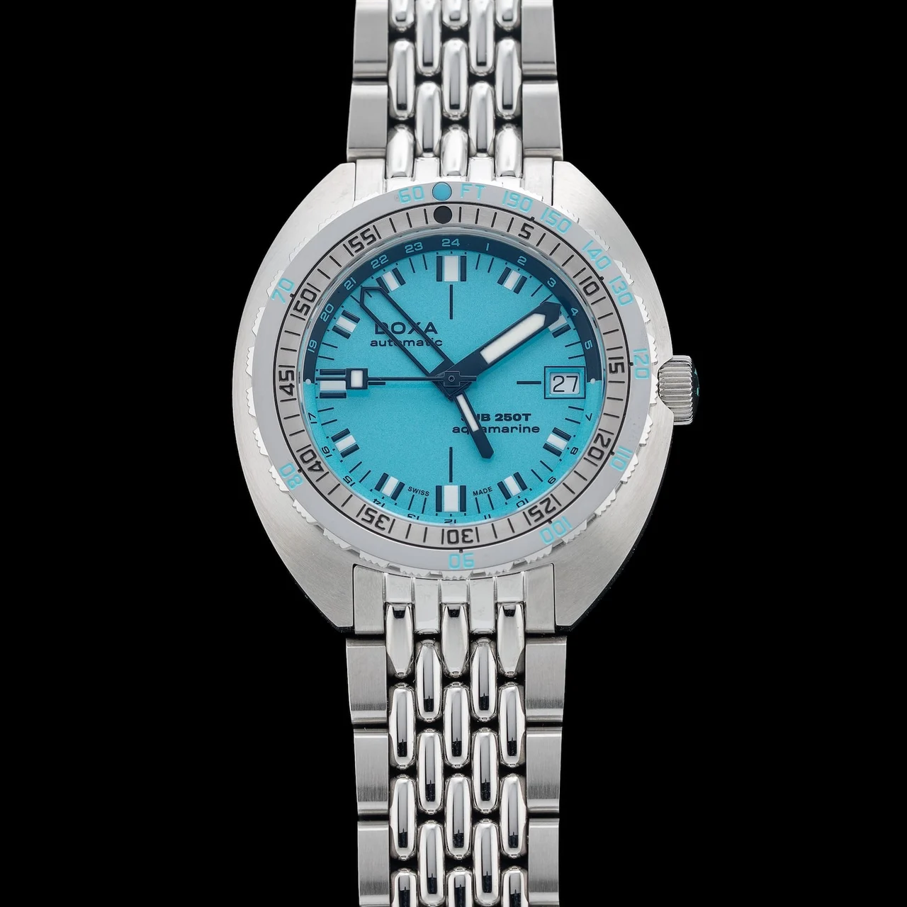 Doxa SUB 250T Aquamarine On Stainless Steel Bracelet 210009N39489 40 mm kol saati